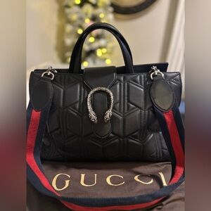 Gucci Black Quilted Leather Dionysus Flap Tote w/COA